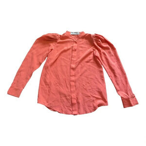 Silvia Tcherassi 100% Silk Gazzo Blouse Sz S Coral Orange Puff Sleeve Sherbert